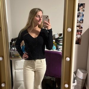 Long sleeve waffle knit tee